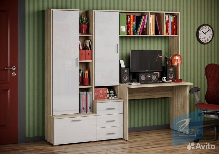 Паскаль-5 Угол школьника Дуб Сонома светлый Белый