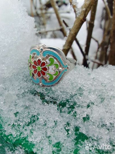 Серебряное кольцо ссср,эмаль