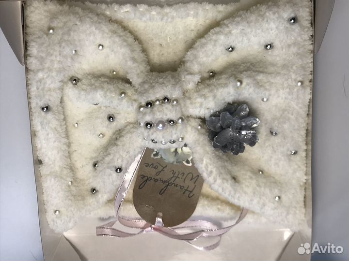 Повязка плюшевая с бусинами ручной работы