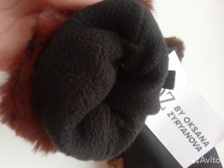 Варежки дизайнерские новые детские с мехом