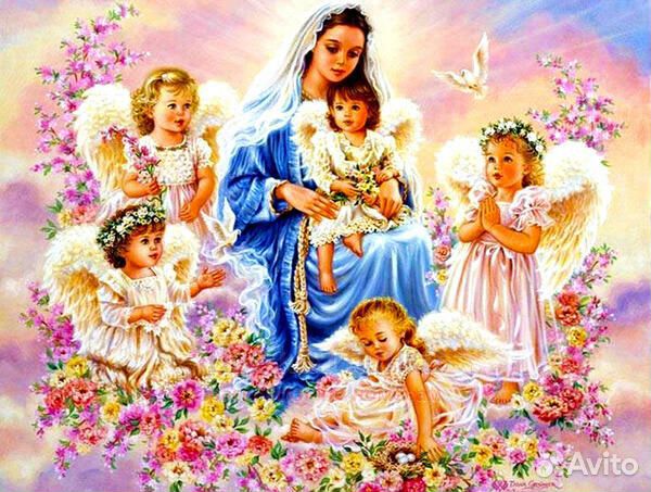 Картина по номерам 40x50 Дева Мария с ангелами
