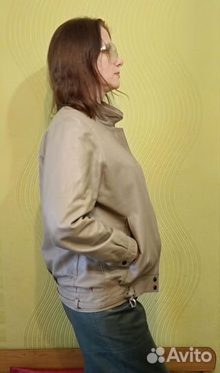 Винтажный кожаный бомбер