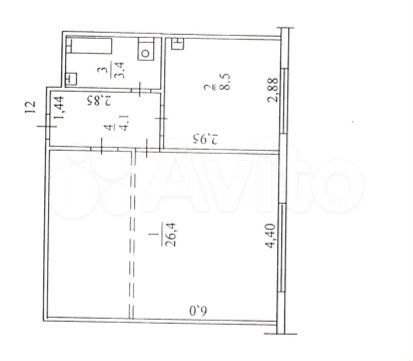 1-к. квартира, 42,4 м², 2/2 эт.