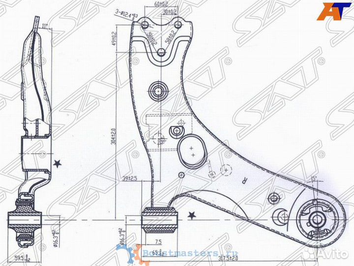 Рычаг нижний SAT ST-48068-12300