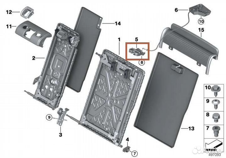 Замок спинки сиденья Bmw 5 G30 B57D30A 2019
