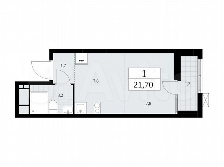 Квартира-студия, 21,7 м², 14/18 эт.