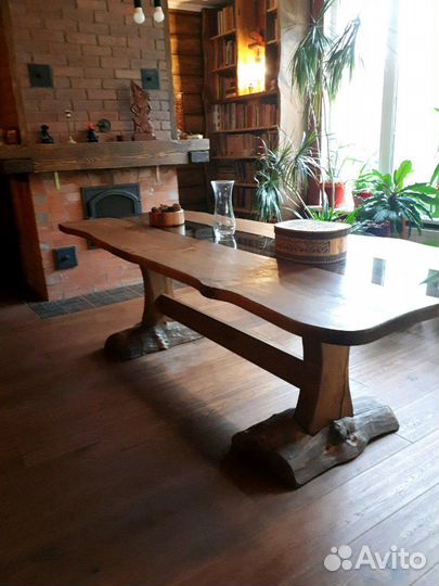 Стол из массива, стекло