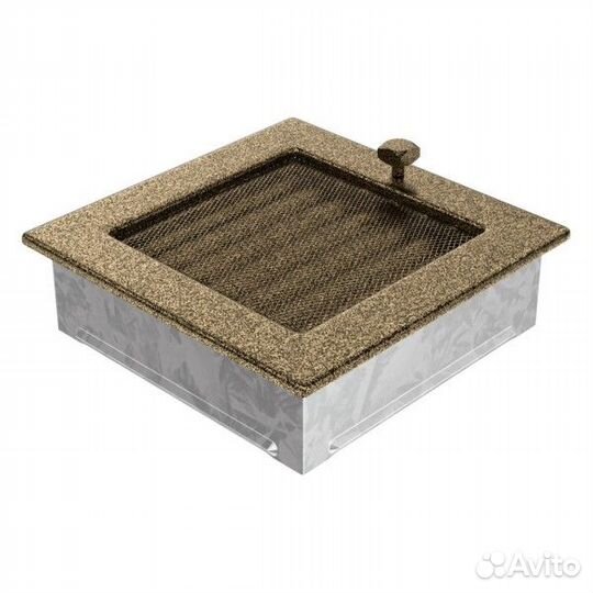 Вент решетка Kratki черная/золото с жалюзи 22 см 2