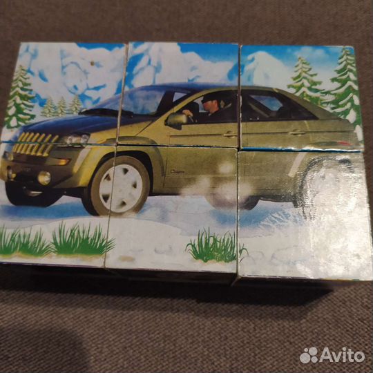 Кубики пластиковые машинки