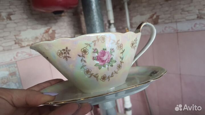 Соусник ГДР с блюдцем