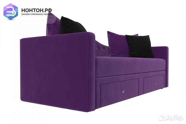 Детский прямой диван Дориан микровельвет фиолетовы