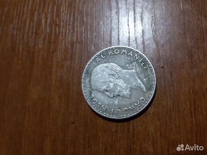 Монета 2 lei 1914 год. Румыния