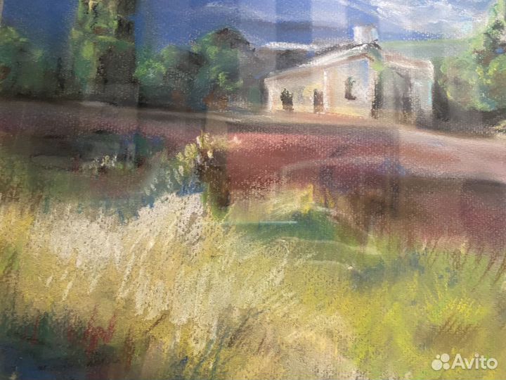 Картина пастель, 40х20, этюд, пейзаж/прованс