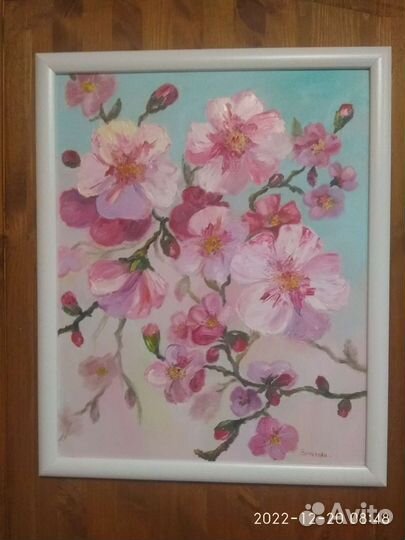 Картина маслом на холсте цветы в раме