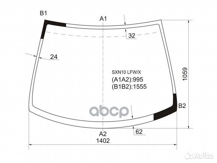 Стекло лобовое toyota nadia 98-03 SXN10 LFW/X XYG