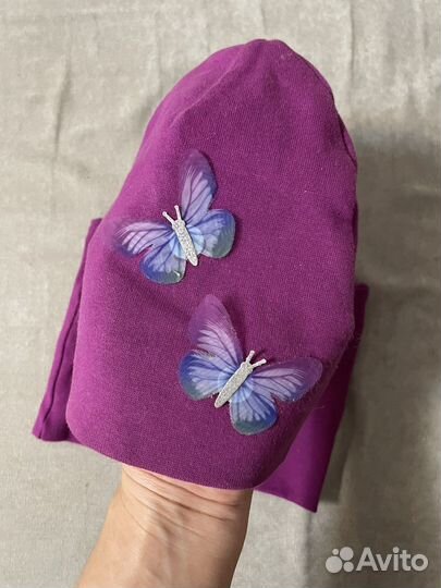 Шапка и снуд для девочки Котофей 48-50