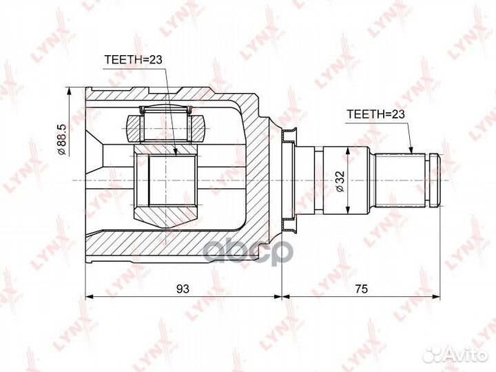 Шрус внутренний перед прав CI3714 lynxauto