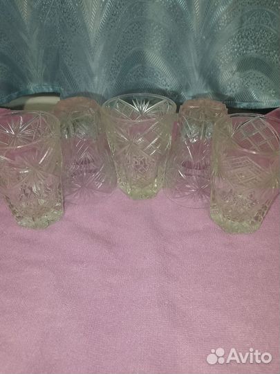 Стаканы хрустальные, граненые стеклянные СССР