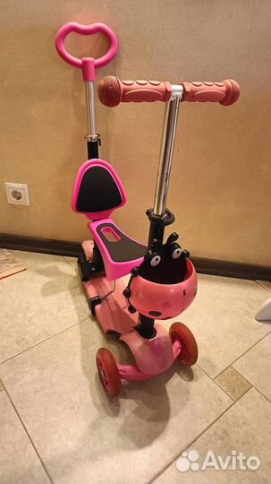 Самокат детский трехколесный с сиденьем
