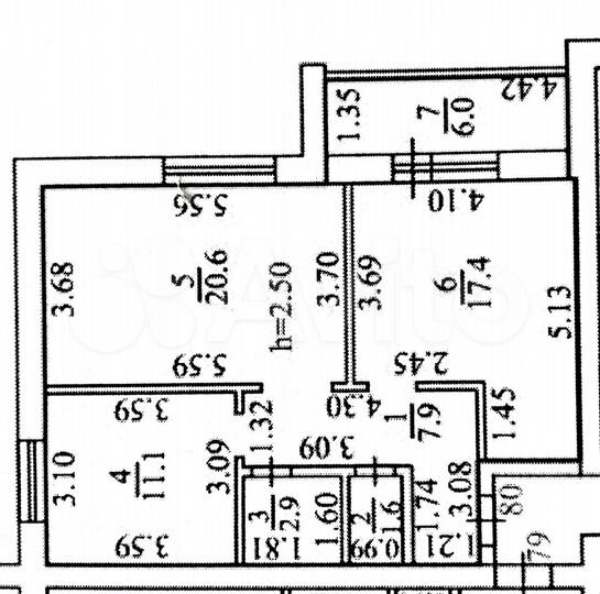 2-к. квартира, 61,5 м², 5/5 эт.