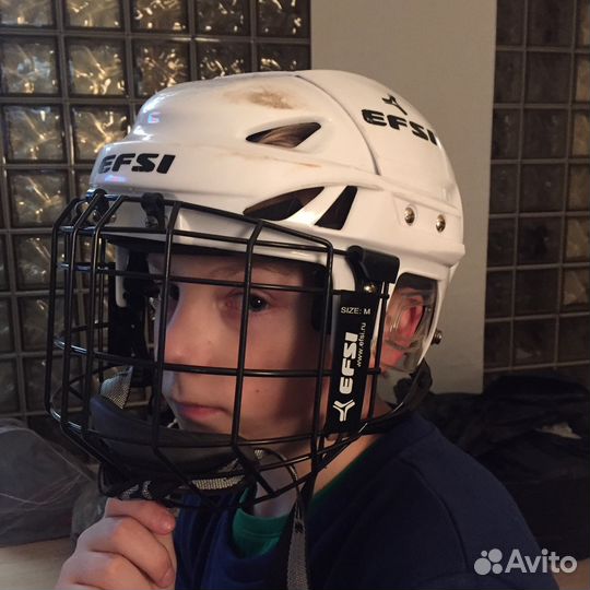 Хоккейный шлем для мальчика 2 штуки, бел/черн