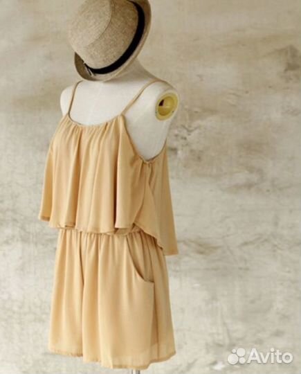 Шифоновый комбинезон. Женский. Бежевый Новый