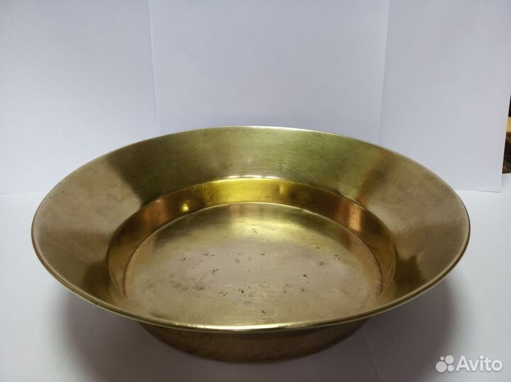 Старинный малый тазик для варки варенья. Латунь