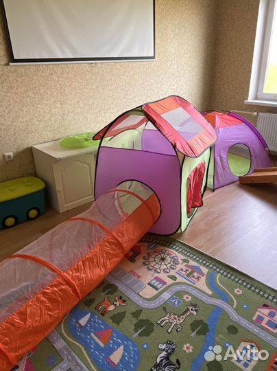 Палатка детская игровая с манежем и туннелем