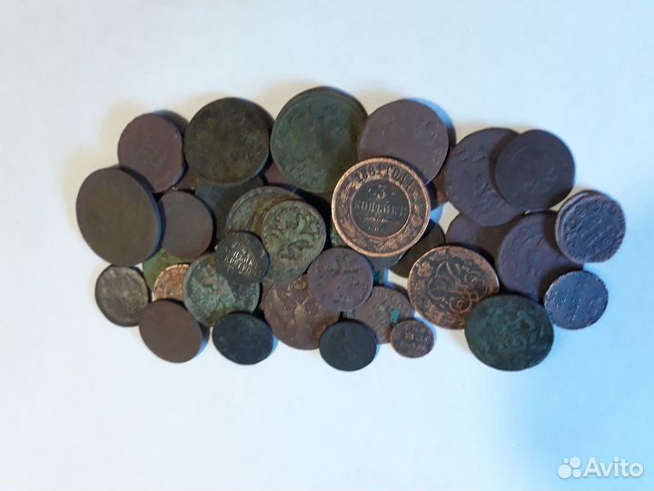 Царские оригинальные монеты на чистку, опыты 39 шт