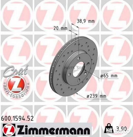 Zimmermann 600.1594.52 Тормозной диск