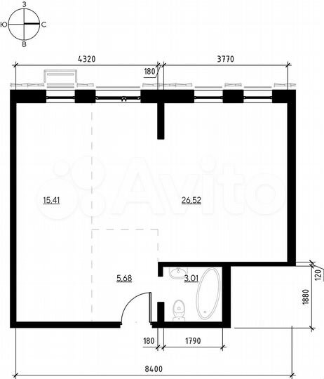 2-к. квартира, 50,6 м², 3/19 эт.