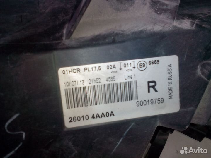 Фара правая nissan almera (G15) (2013)