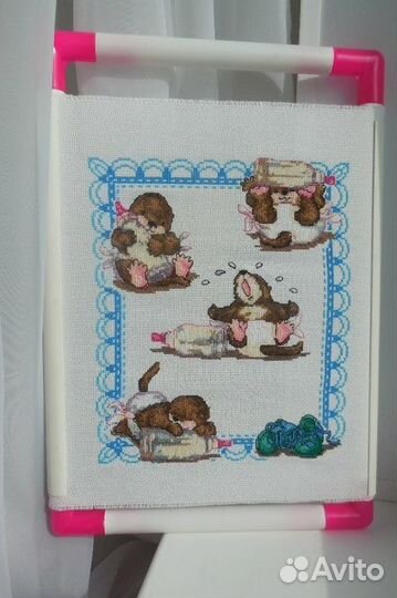 Вышитая детская метрика