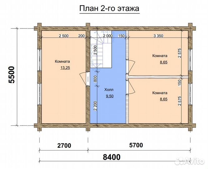 Сруб дома 88 м2 из оцилиндрованного бревна