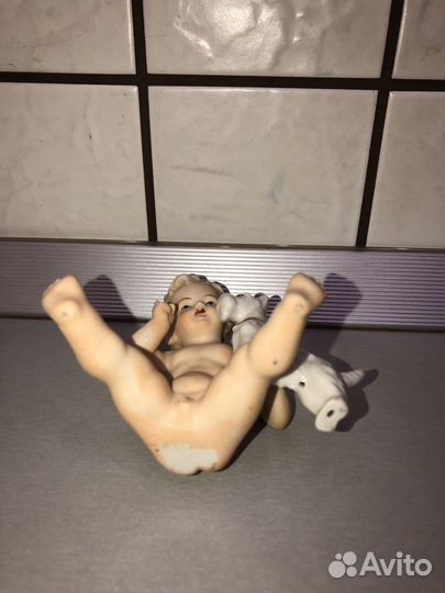 Статуэтка Путти с собакой фрг редкая 50г бисквит