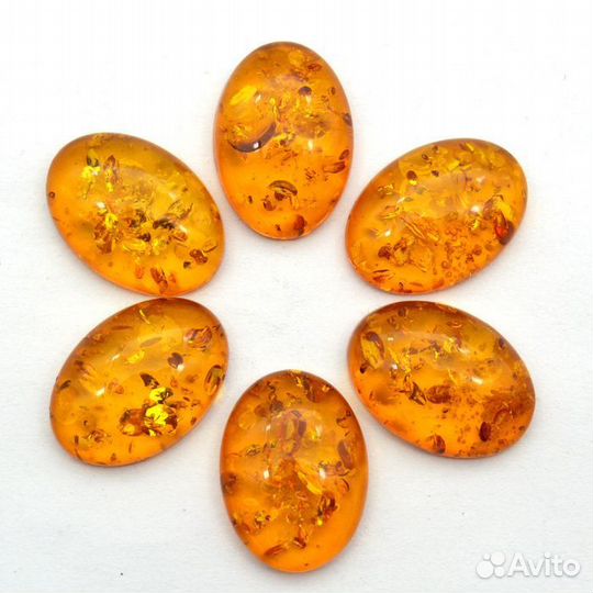 Кабашон янтарь, комплект кабашонов 5 шт