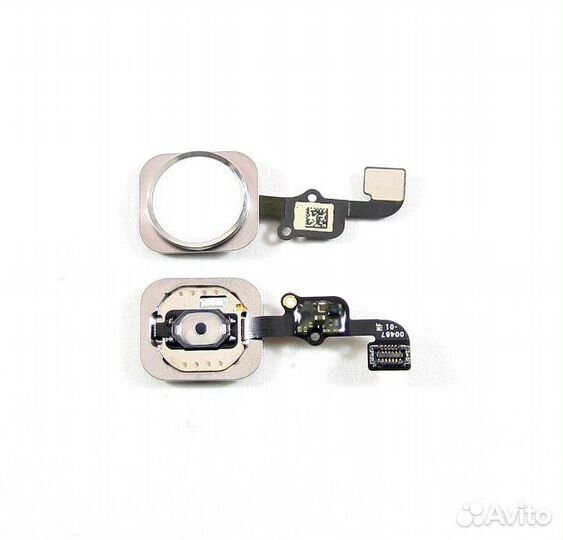 Шлейф для iPhone 6S/6S plus + кнопка Home (серебро