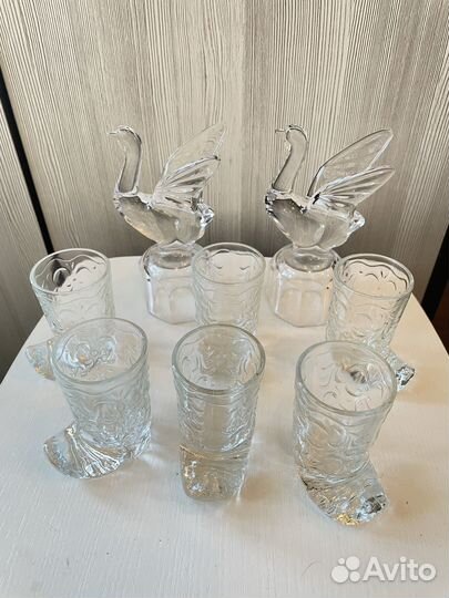 Хрустальные стопки Сапожки