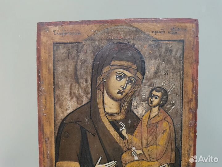Икона Богородица Тихвинская 19 век живопись