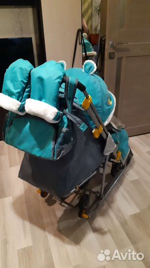 Детские санки коляска с колесами