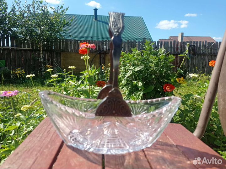 Ваза салатница лодочка хрусталь СССР