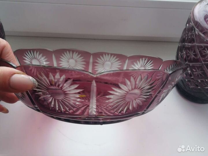 Вазы и Штоф Марганцевый Хрусталь