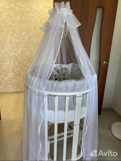 Детская кроватка трансформер круглая