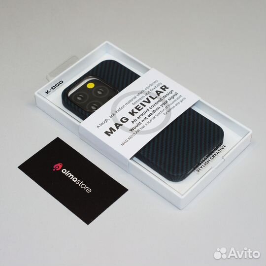 Чехол KZ-DOO iPhone 15 Pro MagSafe Keivlar Blue