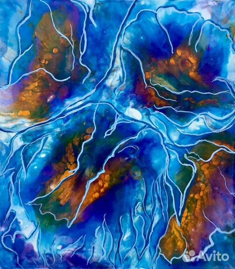 Картина Волшебные цветы, Флюид Арт, 35-40 см