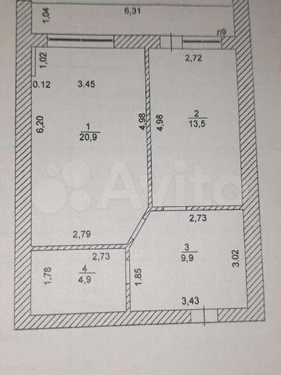 1-к. квартира, 56 м², 8/9 эт.