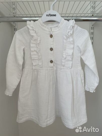 Платье муслин+повязка на 1,5-2 года