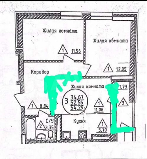 3-к. квартира, 54,8 м², 5/16 эт.