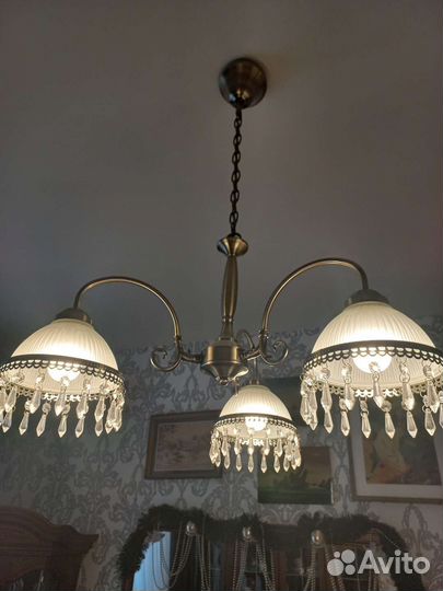 Люстра потолочная, цвет бронза бу