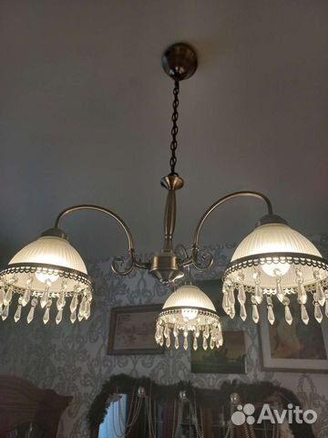 Люстра потолочная, цвет бронза бу